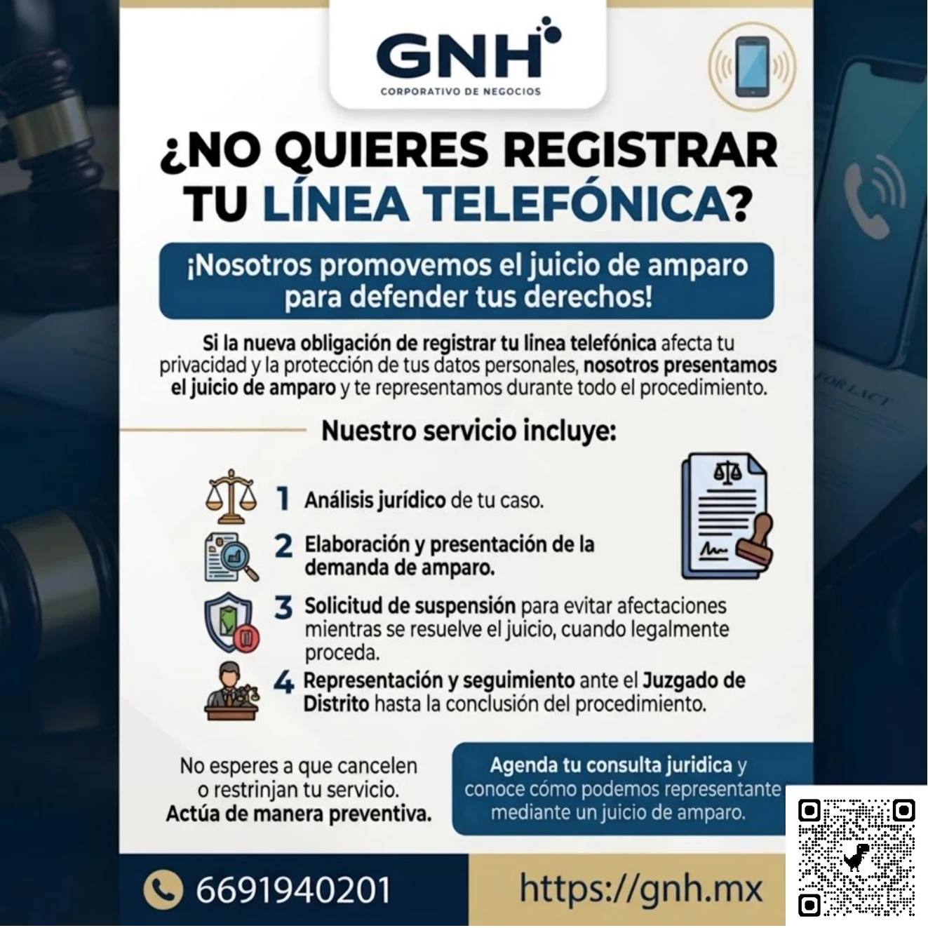 Infografía de GNH sobre amparo por registro de línea telefónica