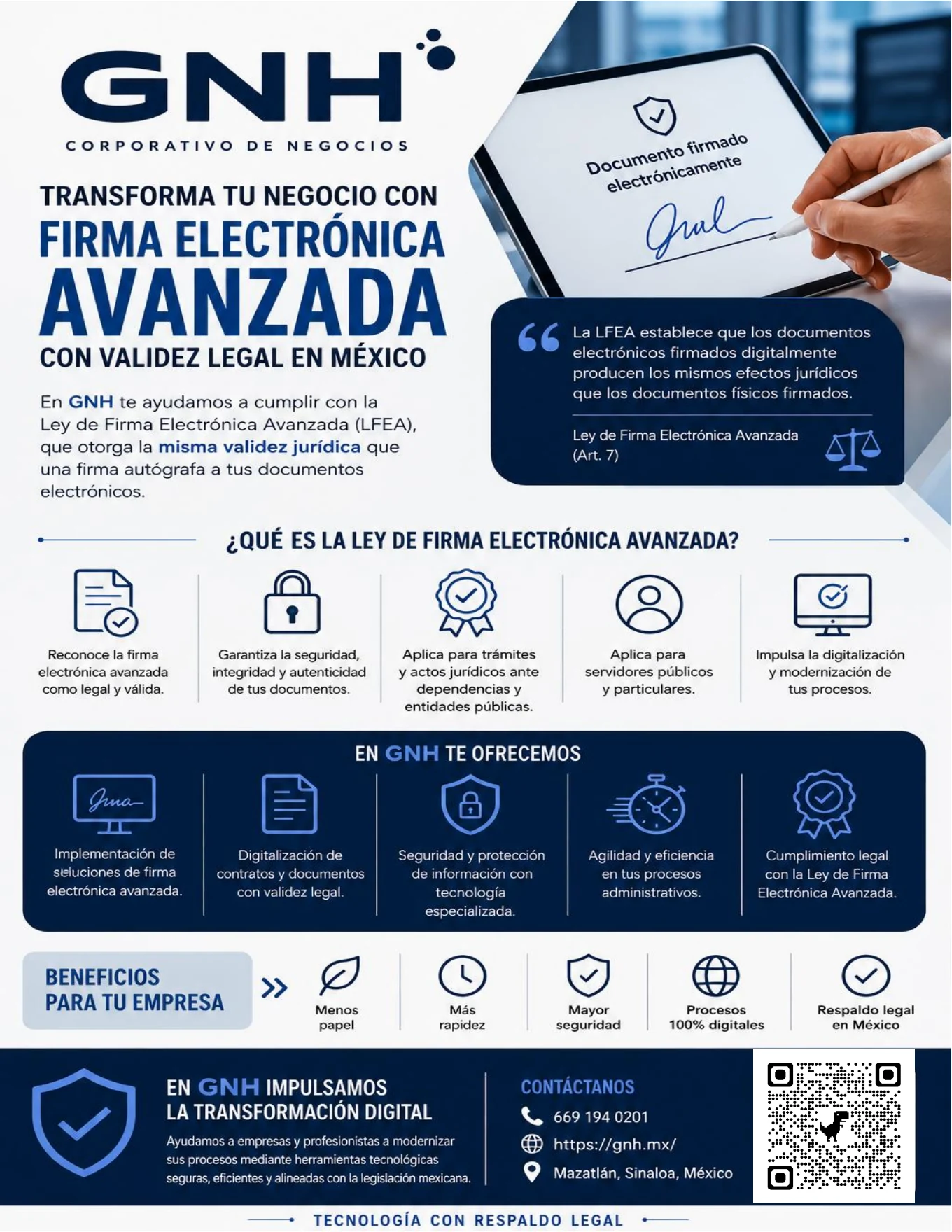 Infografía de GNH sobre Firma Electrónica Avanzada